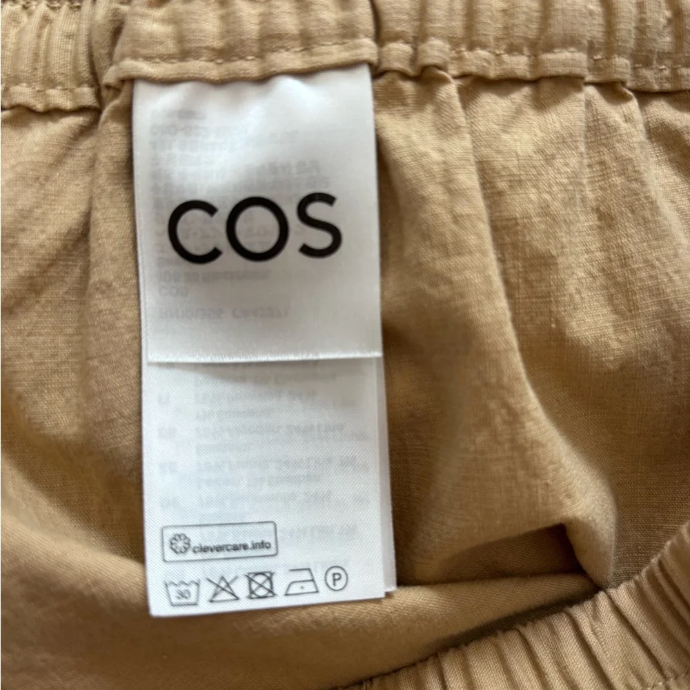 COS Tan/Khaki Elasticated Trousers in Cotton/Linen Blend Size M. NWT
